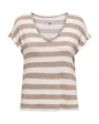 T-shirt manches courtes Femme ONLLIRA LIFE S/S V-NECK TOP JRS NOOS Marron