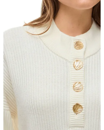 Pull col rond Femme VICHING CREW NECK L/S KNIT TOP NOOS Écru