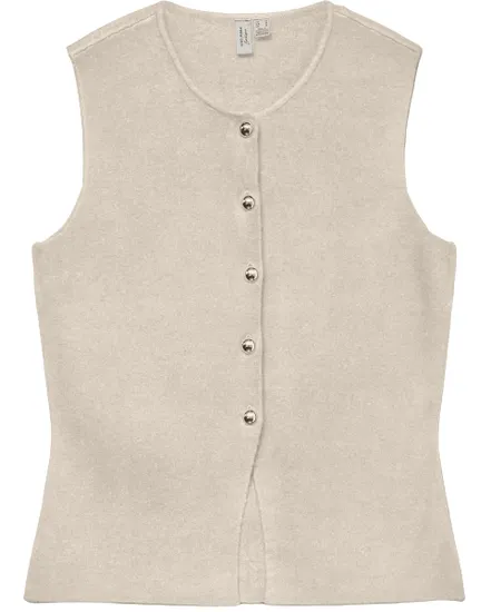 Gilet Femme Vmsaba Sl O-Neck Button Vest Btq
