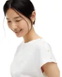 T-shirt Femme Boutons Dorés Manches Cap Boa