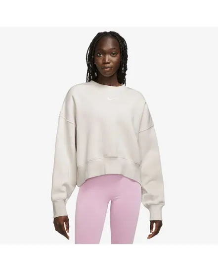 Sweat manches longues Femme W NSW PHNX FLC OOS CREW Beige