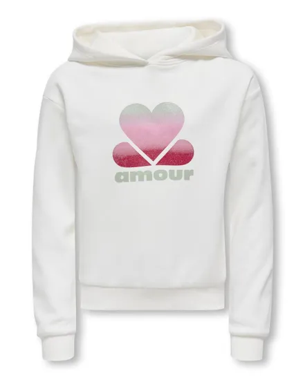 Sweat à capuche Fille KOGMENA L/S GLITTER HOOD CS SWT Blanc