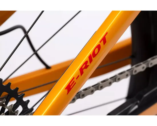 VTT électrique tout suspendu Unisexe E-RIOT FULL PARTY Orange/Violet/Rouge
