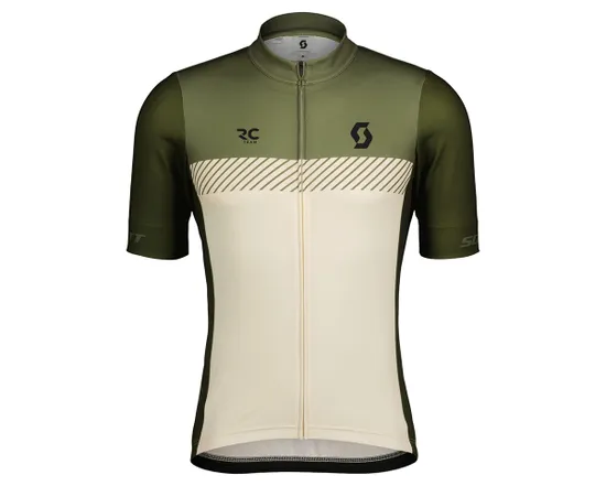 Maillot manches courtes Homme RC TEAM Vert Foin/Blanc Coton