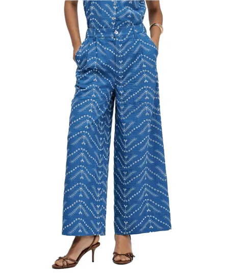 Pantalon Femme Chino Large Brodé