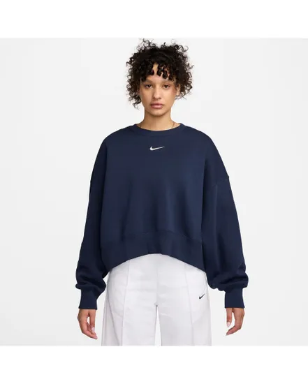 Sweat Femme W NSW PHNX FLC OOS CREW Bleu
