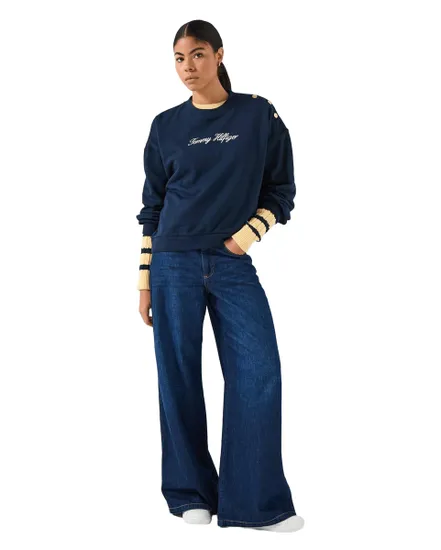 Pull Femme Gold Btn Script Terr