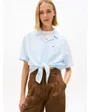 Chemise Femme TJW TIE FRONT LINEN SHIRT Bleu
