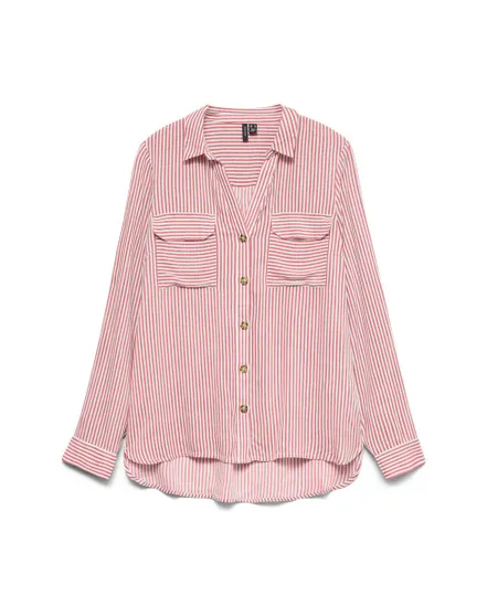 Chemisier Femme VMBUMPY L/S SHIRT NEW WVN GA NOOS Corail Rayé