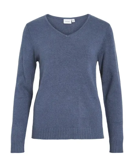 Pull col V Femme VIRIL V-NECK L/S KNIT TOP NOOS Bleu Indigo