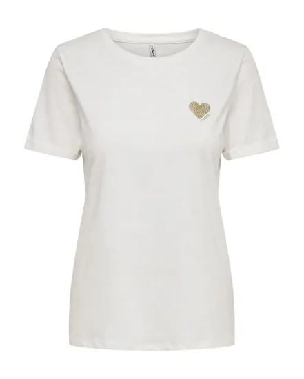 T-shirt manches courtes Femme ONLKITA LIFE S/S TOP NOOS Blanc