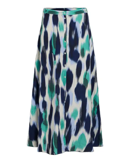 Jupe longue Femme VIRANO ART RW ANKLE BUTTON SKIRT/C29/1 Écru à motifs