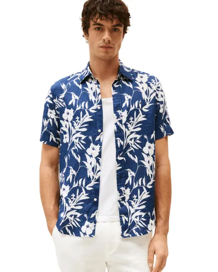 Chemise Homme Lin Tropical Print