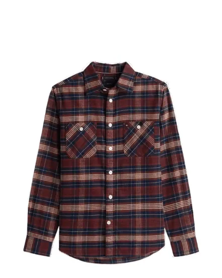 Chemise Homme FLANNEL TARTAN POCKET RF SHIRT Bordeaux