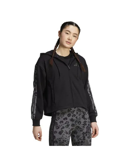 Sweat zip à capuche Femme W AOP FT FZ Noir