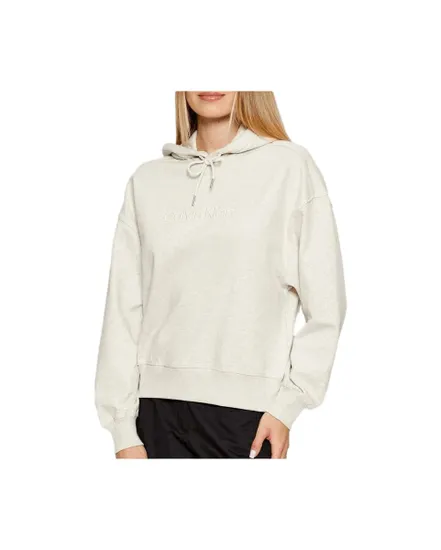 Sweat à capuche Femme A- LOGO EMB FRENCH TERRY PO HOOD Vanille Chiné