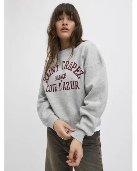 Sweat Femme JXMERLE RLX SHORT LS CREW SWT LN Gris