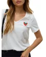 T-shirt col V Femme VMBITONA S/S V-NECK T-SHIRT JRS BTQ Blanc