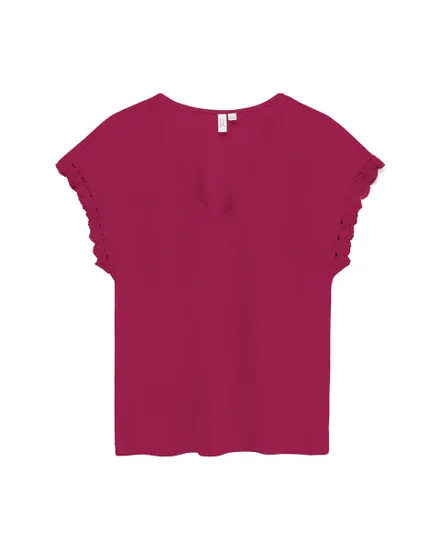 T-shirt Femme VMIBILSA S/S V-NECK TOP JRS BTQ Rouge