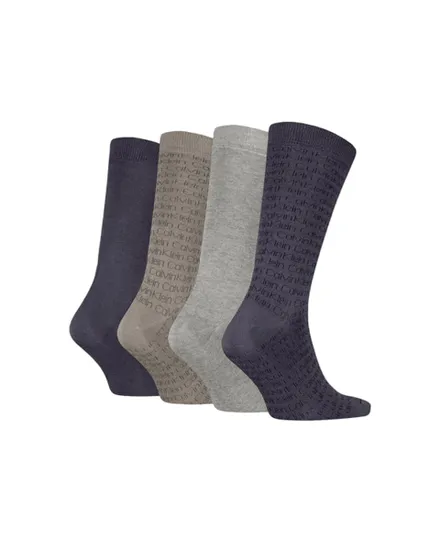 Lot de 4 paires de chaussettes Homme CK MEN SOCK 4P GIFTBOX AOP Gris Combo