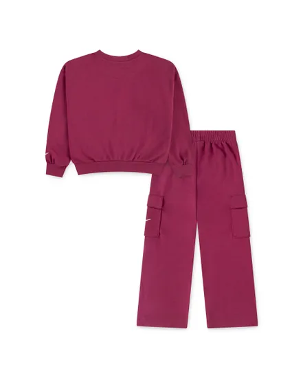 Ensemble de survetement Fille NKG PO CREW CARGO FT PANT SET Rose