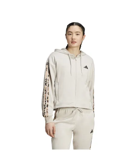 Sweat zip à capuche Femme W AOP FT FZ Beige