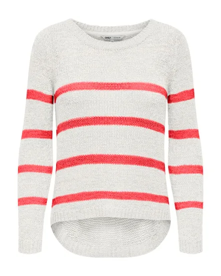 Pull en maille manches longues Femme ONLGEENA XO L/S PULLOVER KNT NOOS Blanc