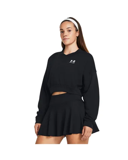 Sweat ML Femme UA RIVAL TERRY OS CROP CRW Noir