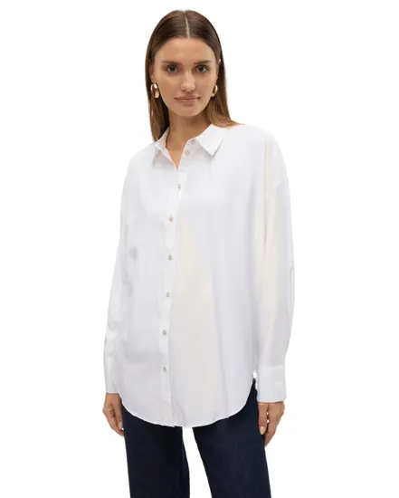Chemisier Femme VMNORA LS OVERSIZE SHIRT WVN GA NOOS Blanc