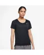 top de running femme W NK DF RACE TOP SS Noir