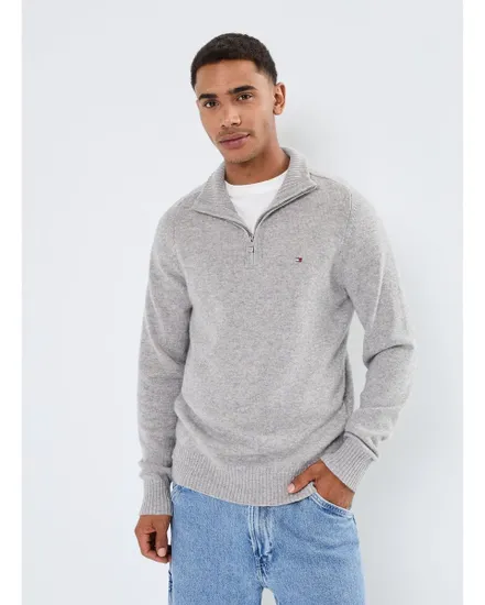Pull col zippé Homme LAMBSWOOL ZIP MOCK Gris Chiné