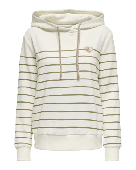 Sweatshirt à capuche manches longues Femme ONLADELLE L/S STRIPE HOOD SWT Blanc
