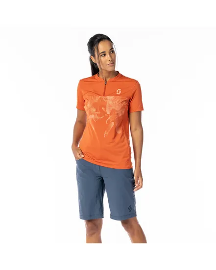 Maillot manches courtes Femme TRAIL FLOW ZIP Orange