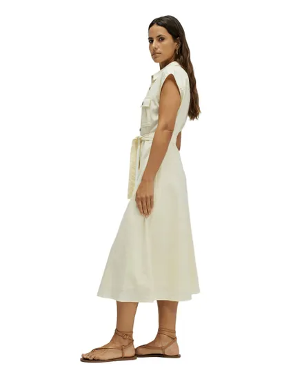 Robe Chemise Femme Sans Manches Boutons Naturels