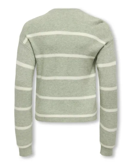 Pull Fille KOGFRANCA LIFE SHORT L/S STRIPE KNT NOOS Gris