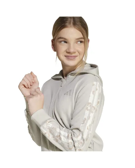 Sweat zip à capuche Fille G ANML 3S FT HD Beige