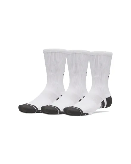 Lot de 3 paires de chaussettes Unisexe NEW UA PERF TECH 3PK CREW Blanc