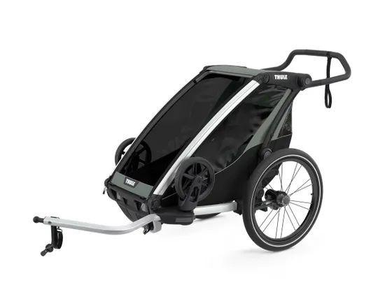 Remorque pour enfant 1 place CHARIOT LITE Aluminium/Vert Agave