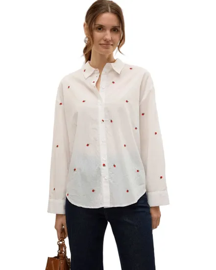 Chemisier Femme VMODONA LS SHIRT WVN NOOS Blanc à motifs