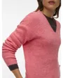 Pull Femme VMCREWLEFILE LS V-NECK BLOUSE NOOS Rose