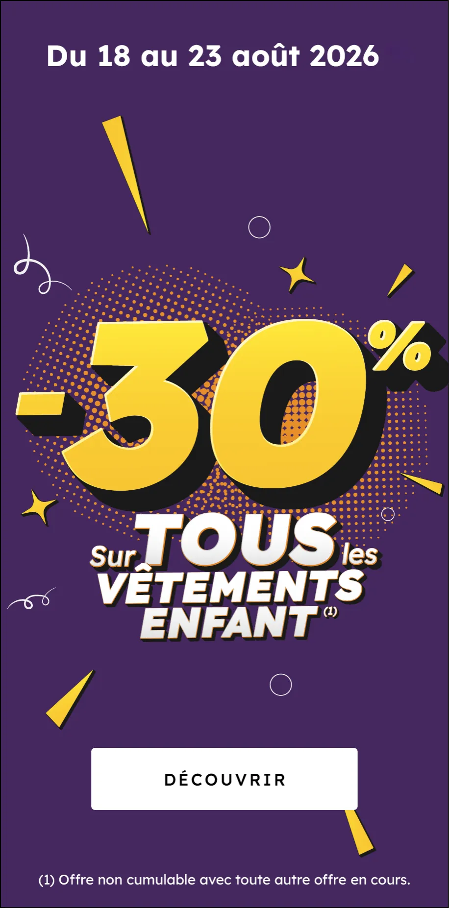 Offre vêtement enfant