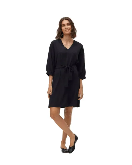 Robe courte Femme VMMYE 3/4 ABK DRESS WVN BTQ GA Noir