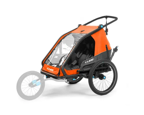 Remorque pour enfant 2 places DOUBLE CMPT X ACTIONTEAM Orange/Gris