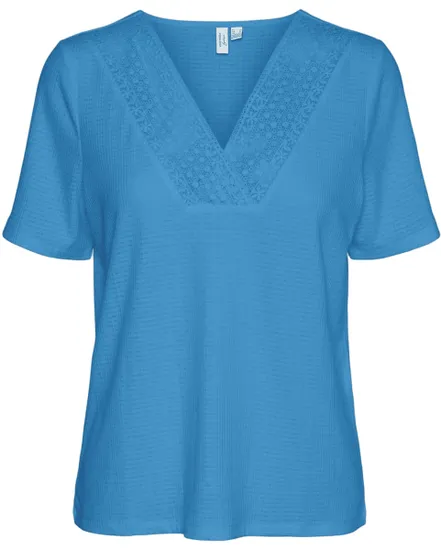 T-shirt col V Femme VMKERSEY S/S T-SHIRT JRS BTQ Bleu