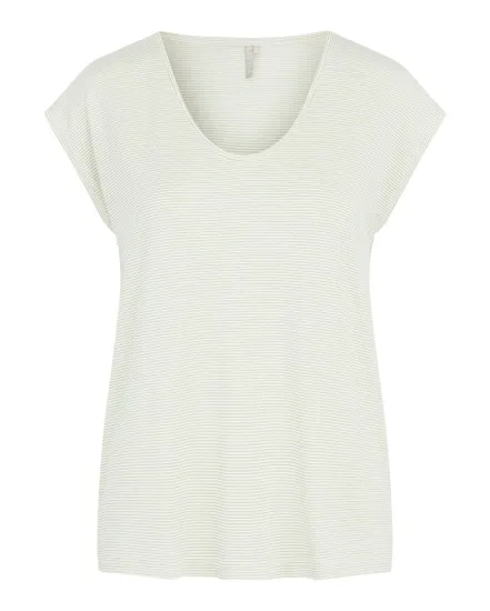 T-shirt manches courtes Femme PCBILLO TEE LUREX STRIPES JRS NOOS BC Blanc