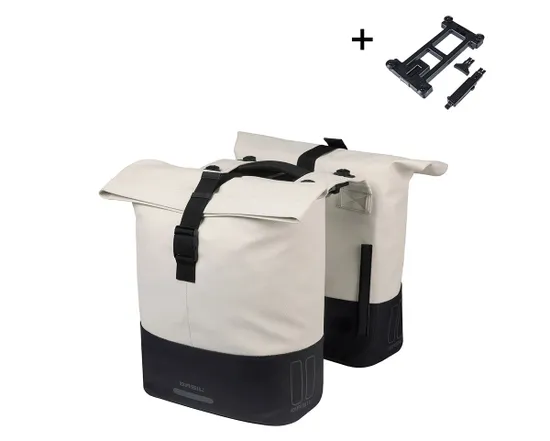 Sacoche arrière double COVE MIK Blanc Cassé/Noir