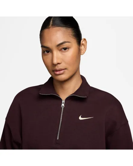 Pull zip Femme W NSW PHNX FLC QZ CROP Bordeaux
