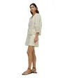 Blouse Femme Broderie 3D Relief Blanc Crème