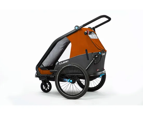 Remorque pour enfant 2 places DOUBLE CMPT X ACTIONTEAM Orange/Gris