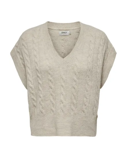 Pull sans manche Femme ONLMELODY VEST KNT NOOS Beige